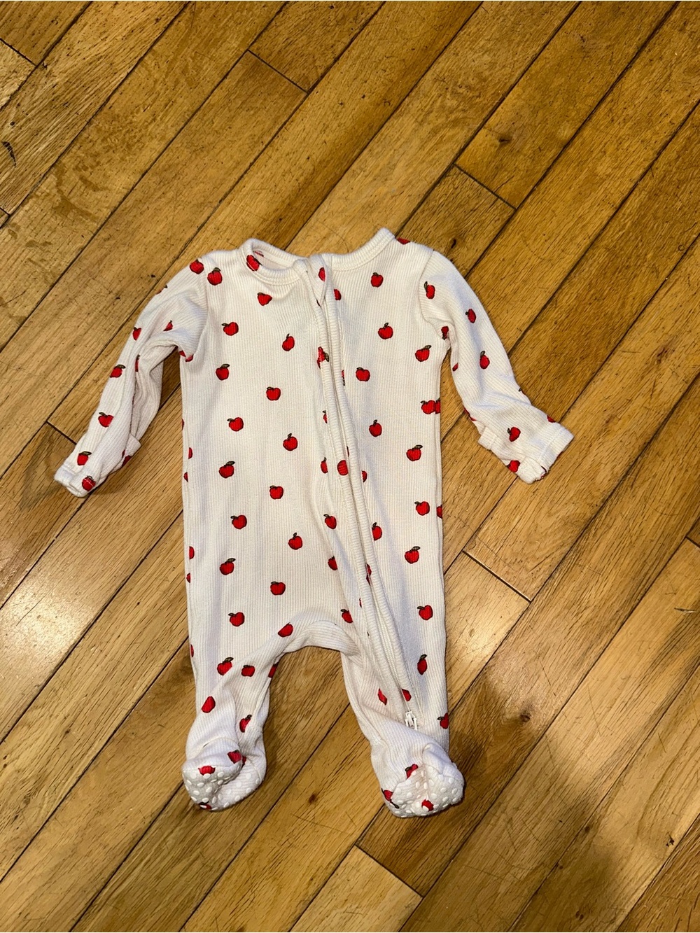 Baby Angel Dear Apple pajama ribbed long sleeve zip footie onesie
